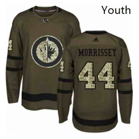 Youth Adidas Winnipeg Jets 44 Josh Morrissey Authentic Green Salute to Service NHL Jersey